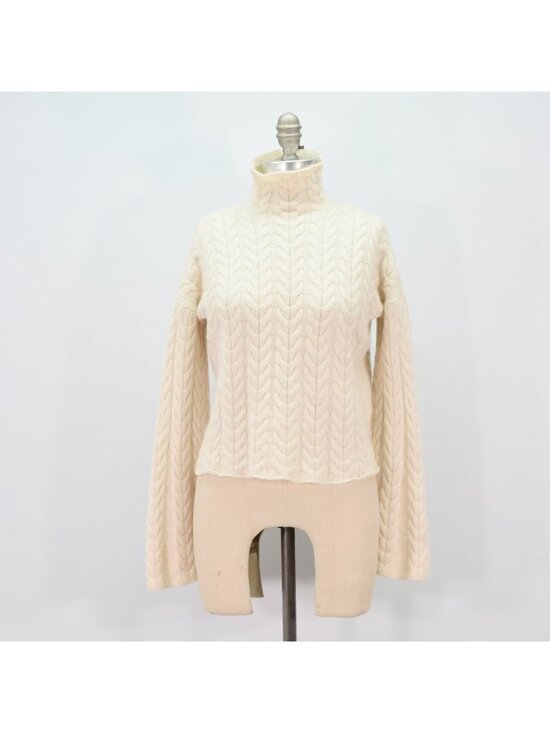 Theory Sweaters - Theory 100% Cashmere Soft Cable Knit Bell Sleeve Turtleneck